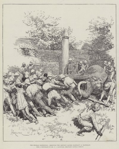 The Burmah Expedition, Removing the Defunct Sacred Elephant at Mandalay by Amedee Forestier
